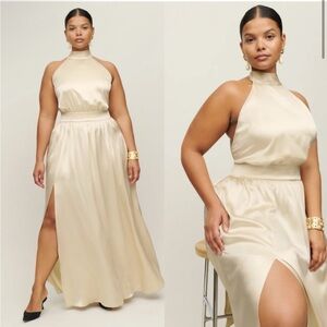 BNWT Reformation Alani Silk Cream Maxi Dress